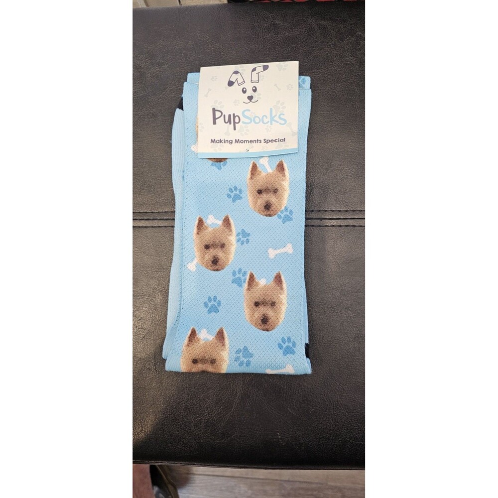 Pup Socks Blue Westie West Highland Terrier Dog Print One Size